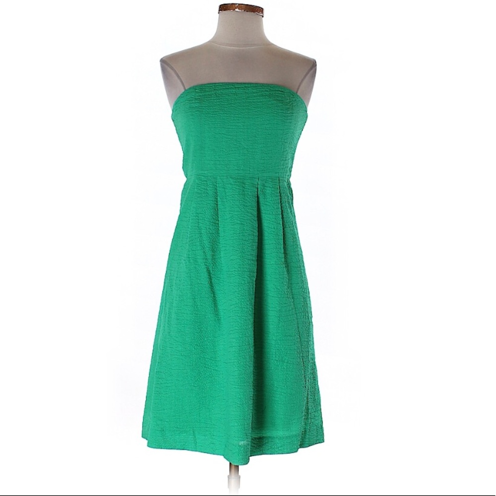 J. Crew Strapless Green Summer Dress Size 0